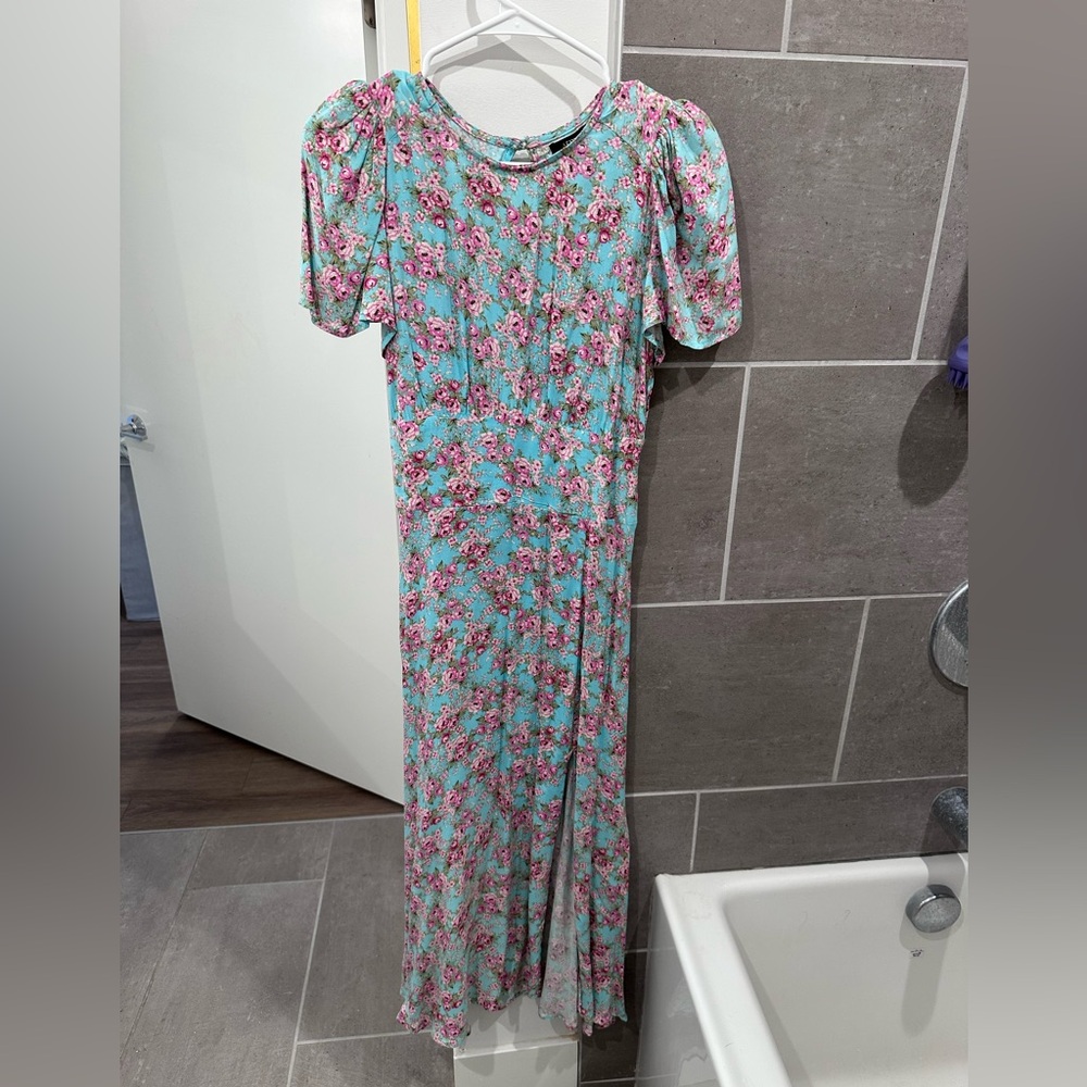 AFRM Floral Long Sleeve Dress in Pink and Blue